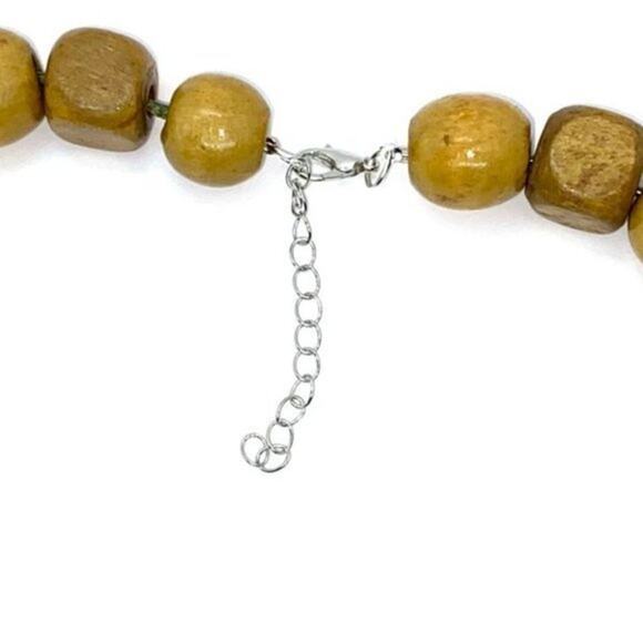 Handmade Wooden Beaded Necklace Square & Round - Picture 4 of 5